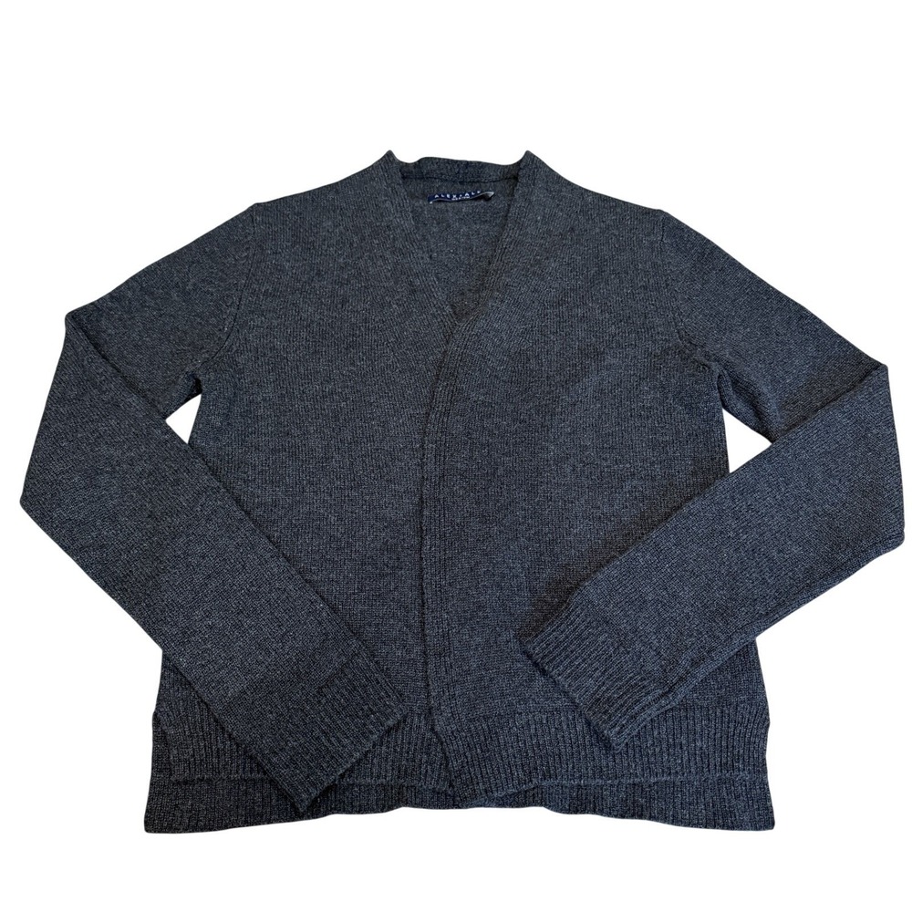 ALEX +‎ ALEX Women Cardigan Medium Charcoal Gray 100% Cashmere Open Front Knit